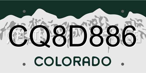 CQ8D886 Colorado License Plate