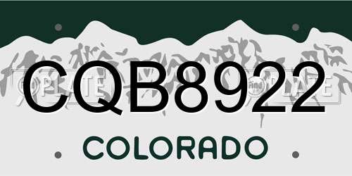 CQB8922 Colorado License Plate