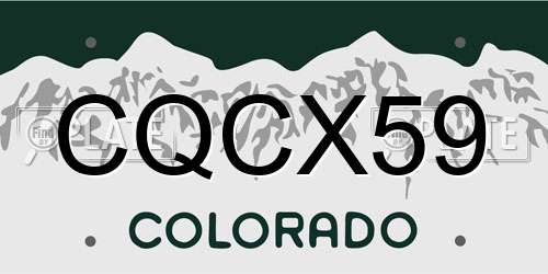 CQCX59 Colorado License Plate