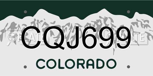 CQJ699 Colorado License Plate
