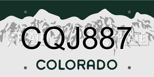 CQJ887 Colorado License Plate