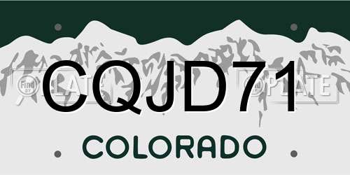 CQJD71 Colorado License Plate