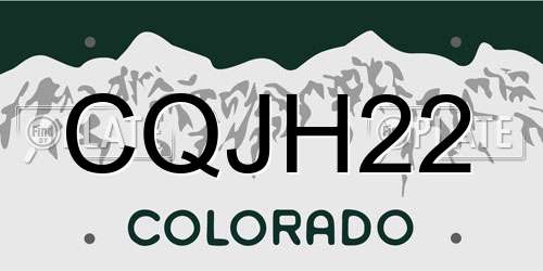 CQJH22 Colorado License Plate