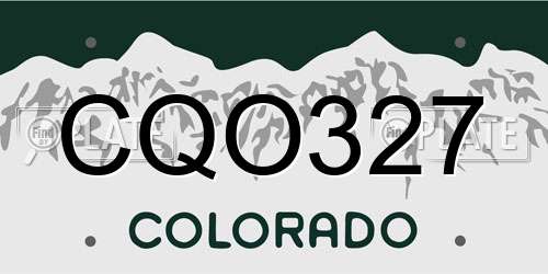 CQO327 Colorado License Plate