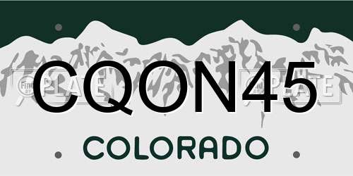 CQON45 Colorado License Plate