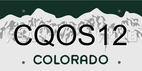 CQOS12 Colorado License Plate