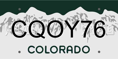 CQOY76 Colorado License Plate
