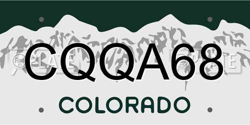 CQQA68 Colorado License Plate