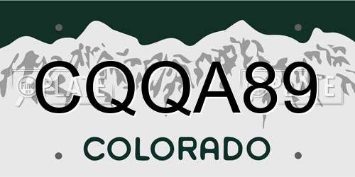 CQQA89 Colorado License Plate