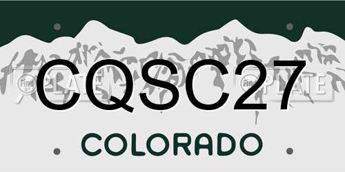 CQSC27 Colorado License Plate