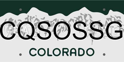 CQSOSSG Colorado License Plate