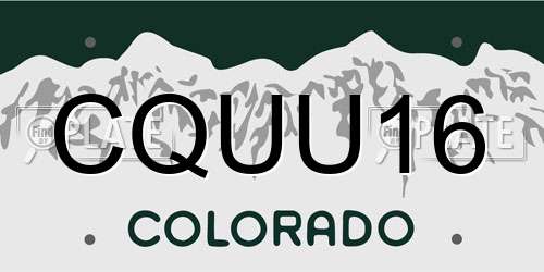 CQUU16 Colorado License Plate