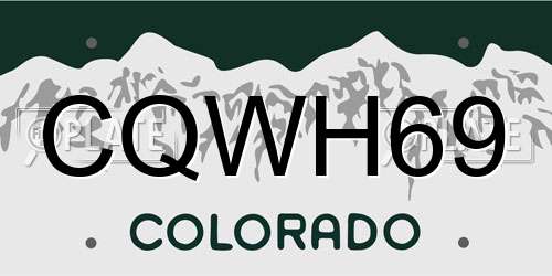 CQWH69 Colorado License Plate