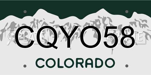 CQYO58 Colorado License Plate