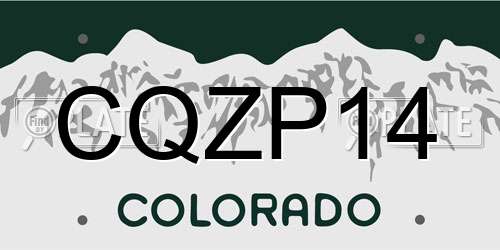CQZP14 Colorado License Plate