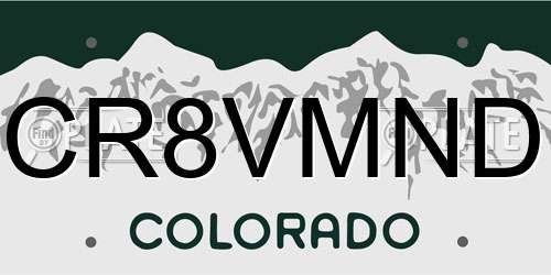 CR8VMND Colorado License Plate