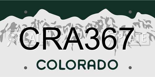 CRA367 Colorado License Plate
