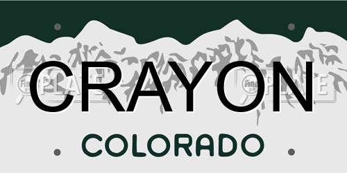 CRAYON Colorado License Plate