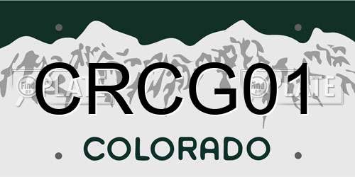 CRCG01 Colorado License Plate