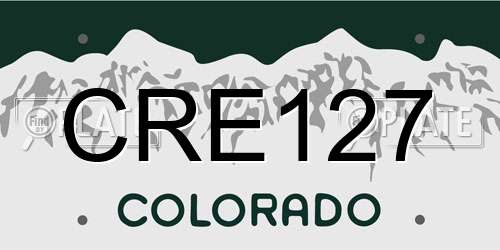 CRE127 Colorado License Plate