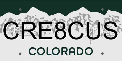 CRE8CUS Colorado License Plate