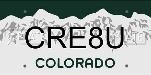 CRE8U Colorado License Plate