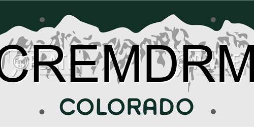 CREMDRM Colorado License Plate