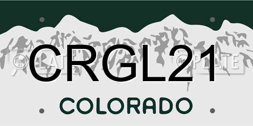 CRGL21 license plate in CO state