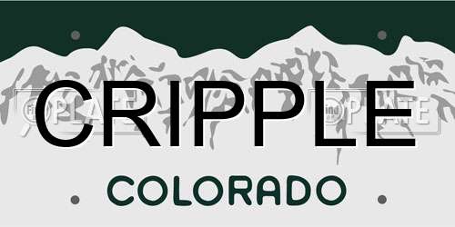 CRIPPLE Colorado License Plate