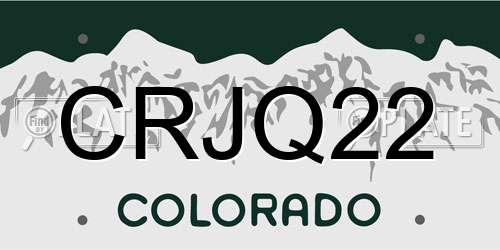 CRJQ22 Colorado License Plate