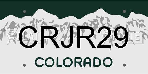 CRJR29 Colorado License Plate