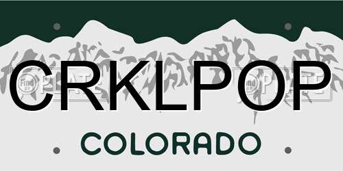 CRKLPOP Colorado License Plate