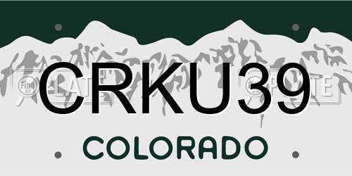 CRKU39 Colorado License Plate