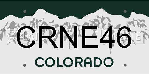 CRNE46 Colorado License Plate