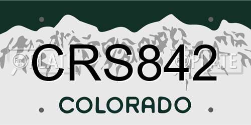 CRS842 Colorado License Plate