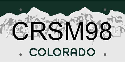 CRSM98 Colorado License Plate