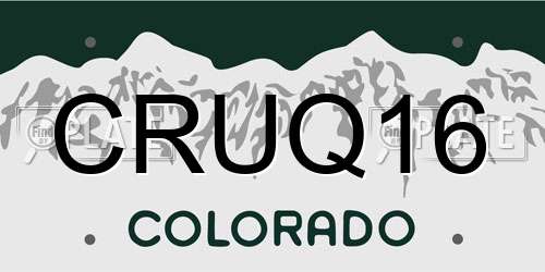 CRUQ16 Colorado License Plate