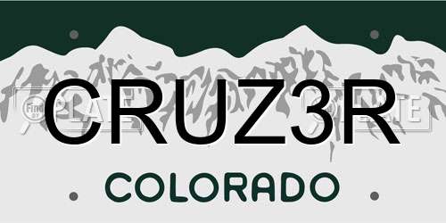 CRUZ3R Colorado License Plate