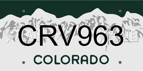 CRV963 Colorado License Plate