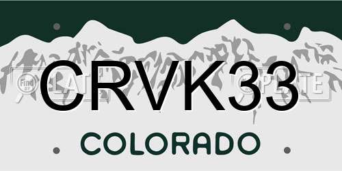 CRVK33 Colorado License Plate