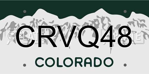 CRVQ48 Colorado License Plate