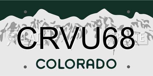 CRVU68 Colorado License Plate