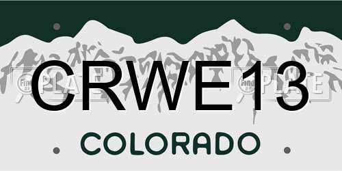CRWE13 Colorado License Plate