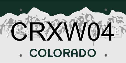 CRXW04 Colorado License Plate