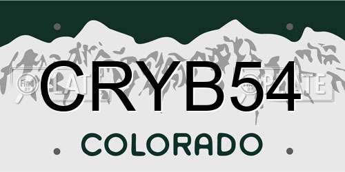 CRYB54 Colorado License Plate