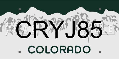 CRYJ85 Colorado License Plate