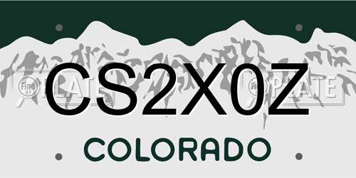 CS2X0Z Colorado License Plate