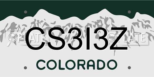CS3I3Z Colorado License Plate