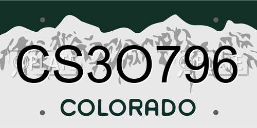 CS3O796 Colorado License Plate