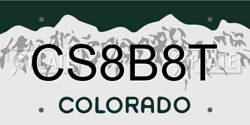 CS8B8T Colorado License Plate